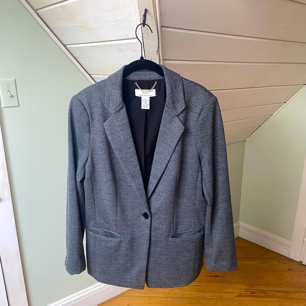M Magaschoni Knit Blazer Large Herringbone Single Button